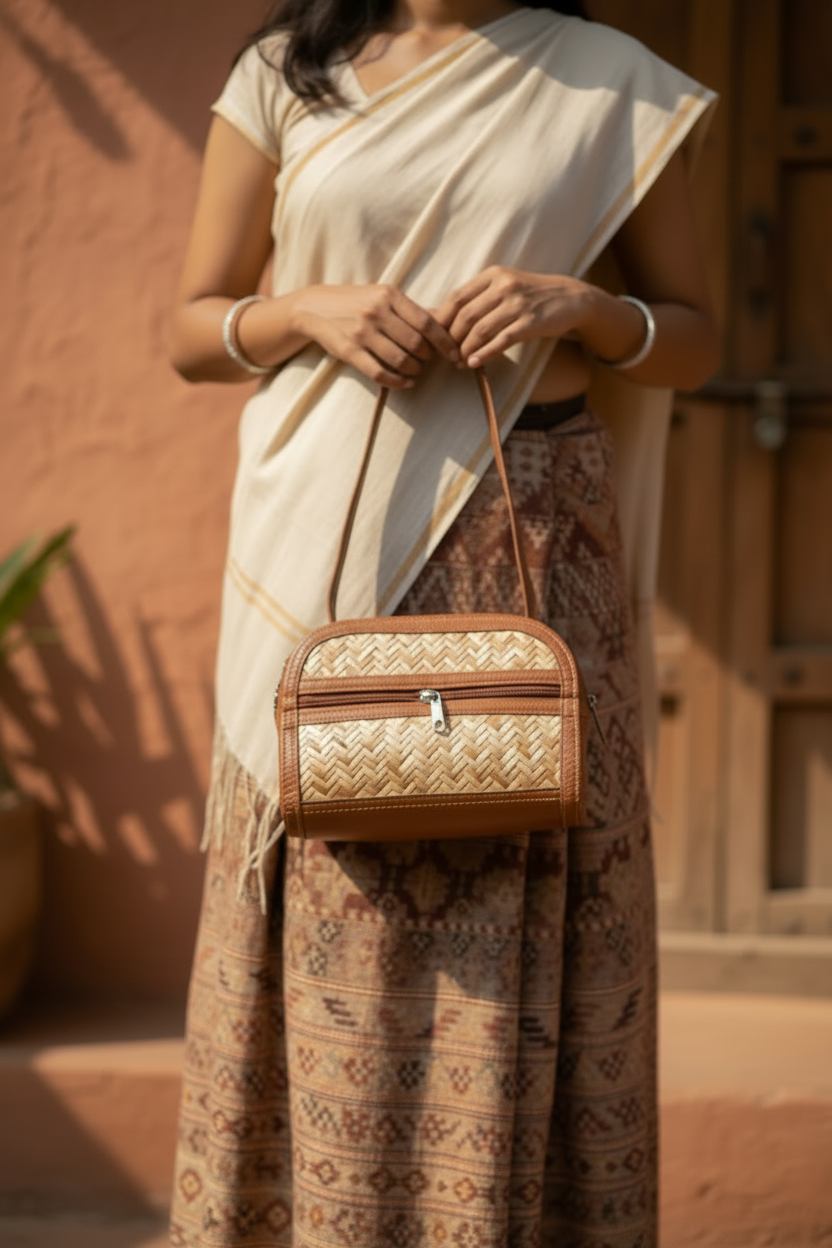 Mira Woven Cane Sling Bag