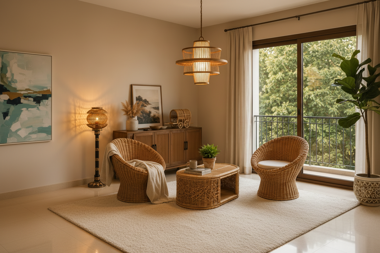 Enhanced Rattan Living Room